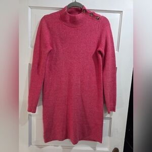 Women's Pink Turtleneck Sweater Dress
